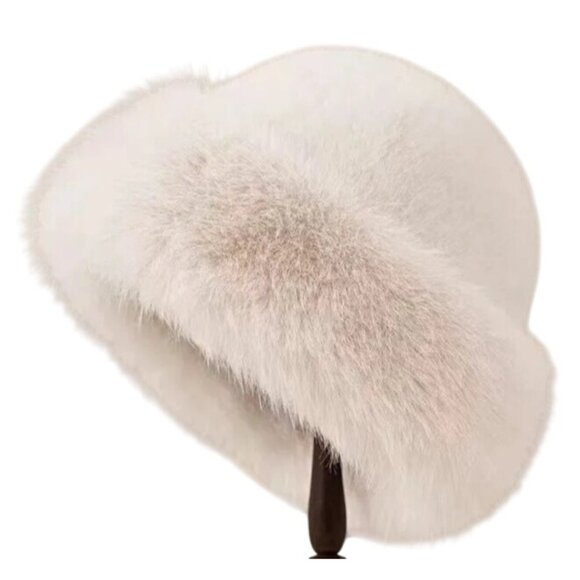 2/$30 Faux Fur Mink Pink Peach One Size Hat Brimless Plush Fluffy Skiing Warm - Picture 5 of 7